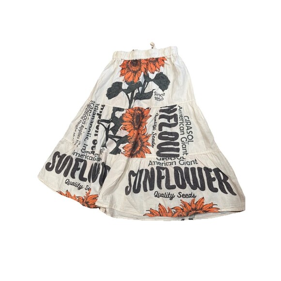 Vintage Sack Reproductions Flour Sack Sunflower Meadow Midi Cotton Skirt XS NWOT - Picture 4 of 5